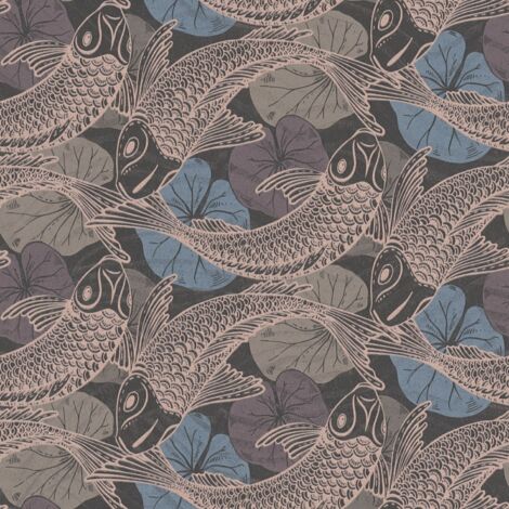 Asia Tapete Profhome 378594 Vliestapete glatt mit chinesischen Mustern glänzend blau bronze braun beige 5,33 m2