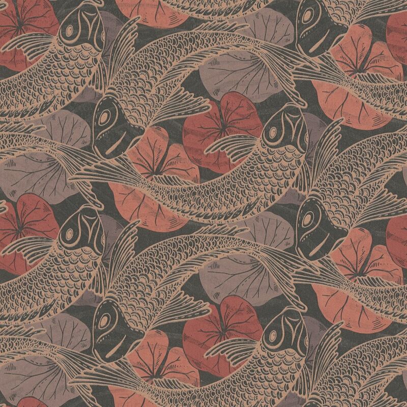 

Asia wallcovering wall Profhome 378595 non-woven wallpaper smooth with Asian pattern shiny red bronze grey brown 5.33 m2 (57 ft2)