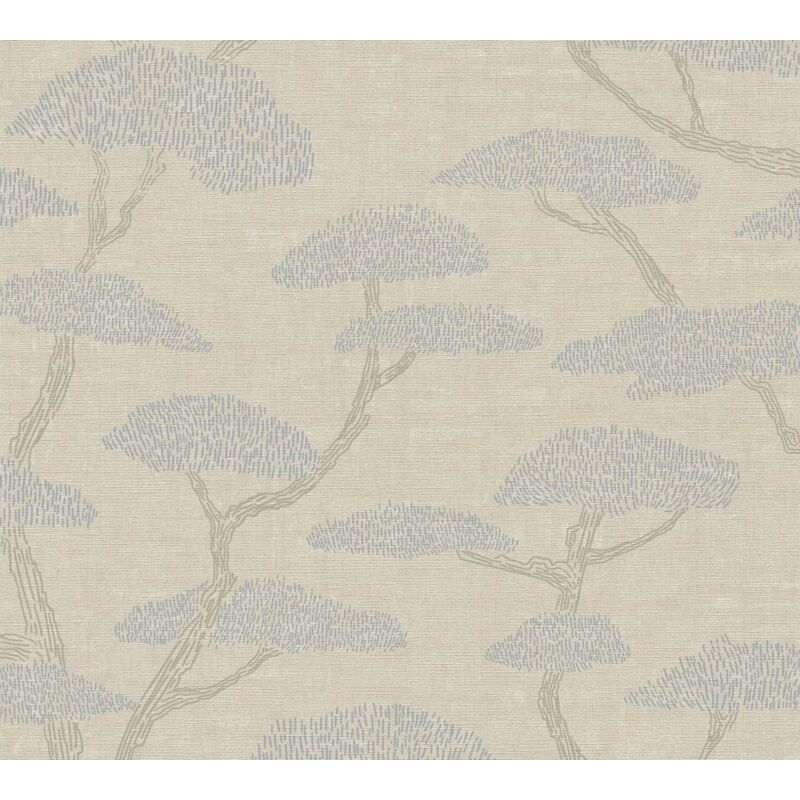 Asia wallcovering wall Profhome 387411 hot embossed non-woven wallpaper slightly textured with Asian pattern matt beige blue brown grey 5.33 m2 (57