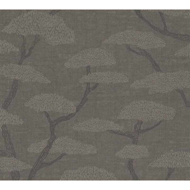 Asia wallcovering wall Profhome 387415 hot embossed non-woven wallpaper slightly textured with Asian pattern matt brown beige anthracite 5.33 m2 (57