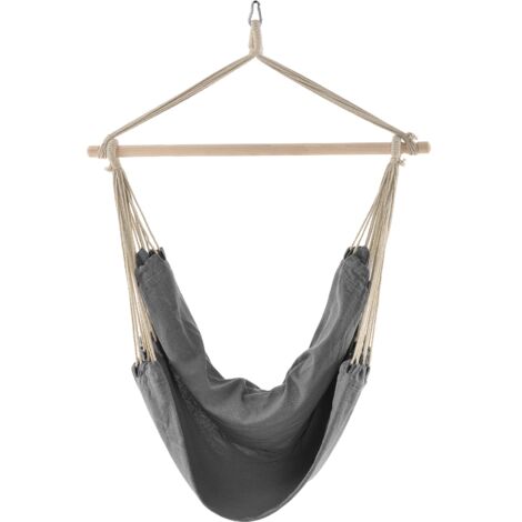 Asiento colgante silla colgante silla hamaca algodón poliéster 100 cm gris 030003773