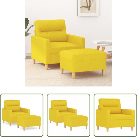 Asiento cómodo -  Sillón con taburete tela amarillo claro 60 cm
