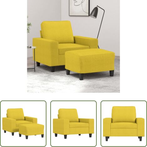 Asiento cómodo -  Sillón con taburete tela amarillo claro 60 cm