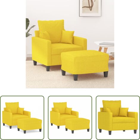 Asiento cómodo -  Sillón con taburete tela amarillo claro 60 cm