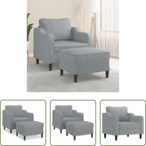 Asiento cómodo -  Sillón con taburete tela gris claro 60 cm