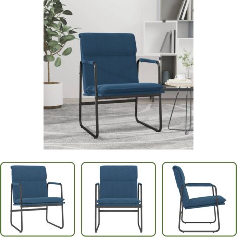 Asiento cómodo -  Sillón de relax tela azul 55x64x80 cm