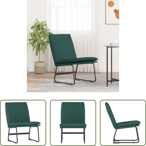 Asiento cómodo -  Sillón de relax tela verde oscuro 52x75x76 cm