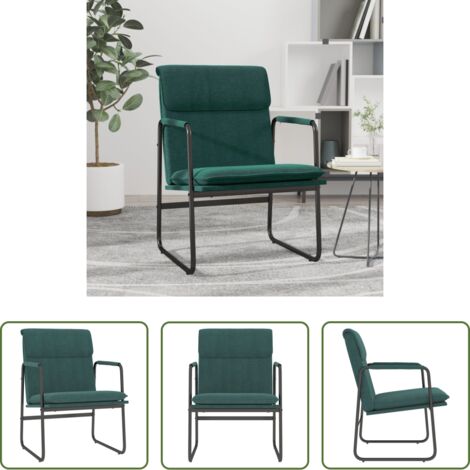 Asiento cómodo -  Sillón de relax tela verde oscuro 55x64x80 cm