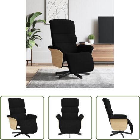 Asiento cómodo -  Sillón reclinable con reposapiés tela negra
