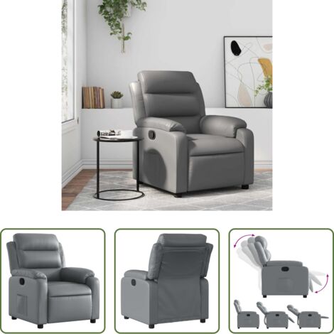 Asiento cómodo -  Sillón reclinable de cuero sintético gris