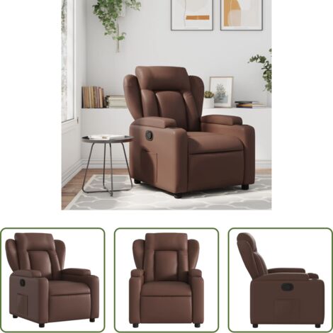 Asiento cómodo -  Sillón reclinable de cuero sintético marrón