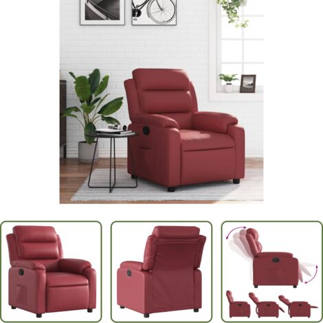 Asiento cómodo -  Sillón reclinable de cuero sintético rojo tinto