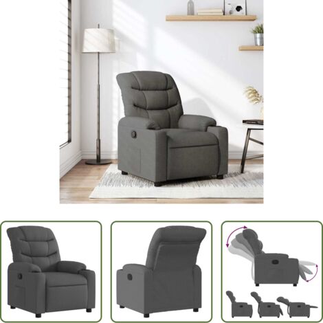 Asiento cómodo -  Sillón reclinable de tela gris oscuro