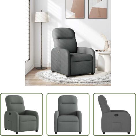 Asiento cómodo -  Sillón reclinable de tela gris oscuro