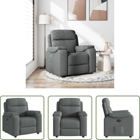 Asiento cómodo -  Sillón reclinable de tela gris oscuro