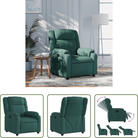 Asiento cómodo -  Sillón reclinable de tela verde oscuro