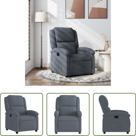 Asiento cómodo -  Sillón reclinable de terciopelo gris oscuro