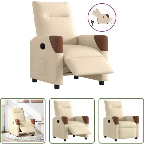 Asiento cómodo -  Sillón reclinable eléctrico de tela crema