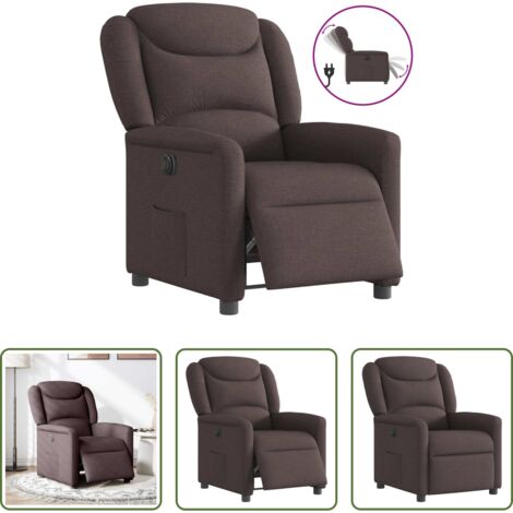 Asiento cómodo -  Sillón reclinable eléctrico tela marrón oscuro