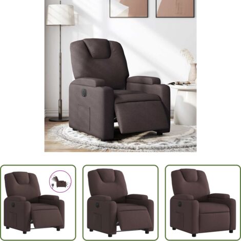 Asiento cómodo -  Sillón reclinable eléctrico tela marrón oscuro
