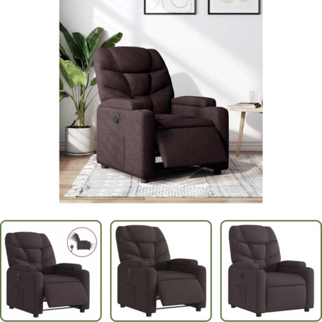 Asiento cómodo -  Sillón reclinable eléctrico tela marrón oscuro