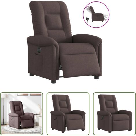 Asiento cómodo -  Sillón reclinable eléctrico tela marrón oscuro