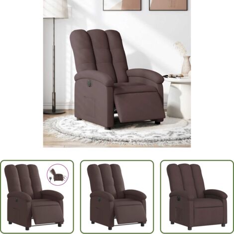 Asiento cómodo -  Sillón reclinable eléctrico tela marrón oscuro