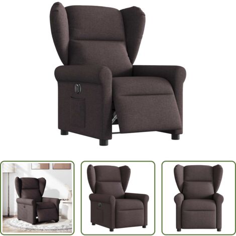 Asiento cómodo -  Sillón reclinable eléctrico tela marrón oscuro