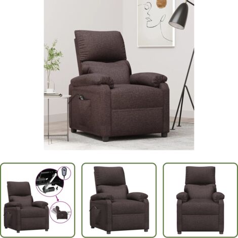 Asiento cómodo -  Sillón reclinable eléctrico tela marrón oscuro