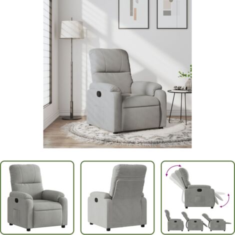 Asiento cómodo -  Sillón reclinable tela de microfibra gris claro