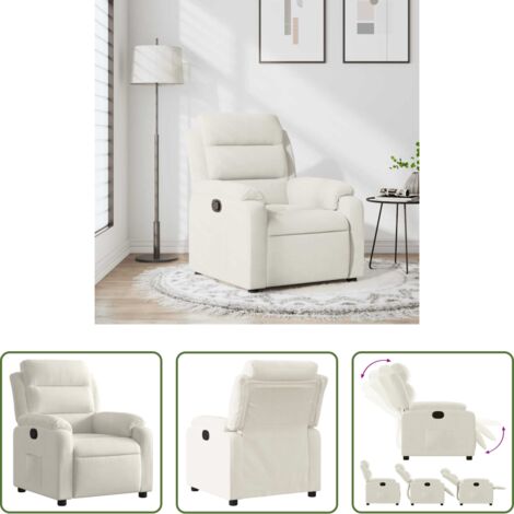 Asiento cómodo -  Sillón reclinable terciopelo blanco crema