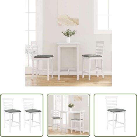 Asiento cómodo -  Taburetes de bar con cojines 2 uds madera maciza blanca caucho