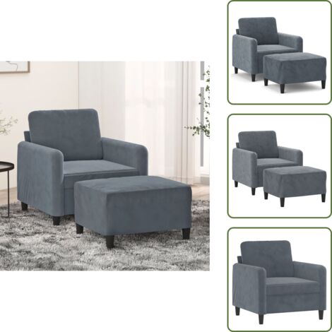 Asiento cómodo - vidaXL Sillón con taburete terciopelo gris oscuro 60 cm - Reposapiés para sofá