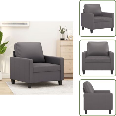 Asiento cómodo - vidaXL Sillón cuero sintético gris 60 cm - Estructura metálica