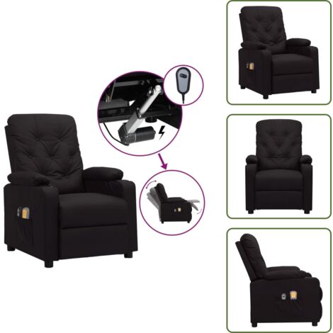 Asiento cómodo - vidaXL Sillón de masaje eléctrico cuero sintético negro - Cuero sintético