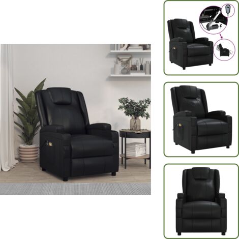 Asiento cómodo - vidaXL Sillón de masaje eléctrico cuero sintético negro - Cuero sintético