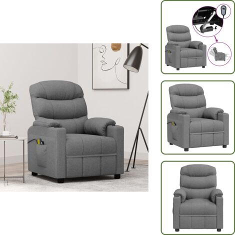 Asiento cómodo - vidaXL Sillón de masaje eléctrico tela gris claro - Reposapiés ajustable