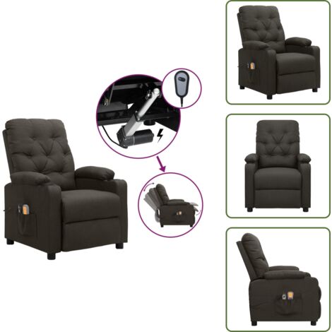 Asiento cómodo - vidaXL Sillón de masaje eléctrico tela gris taupé - Reposapiés eléctrico