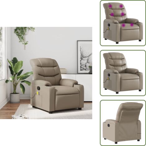 Asiento cómodo - vidaXL Sillón de masaje reclinable cuero sintético color capuchino - Cuero sintético
