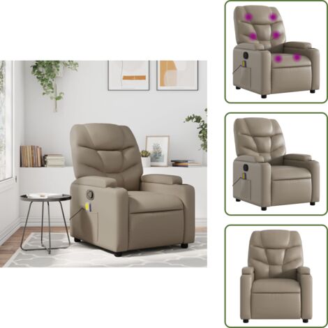 Asiento cómodo - vidaXL Sillón de masaje reclinable cuero sintético color capuchino - Cuero sintético