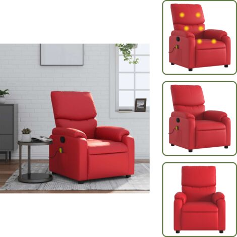 Asiento cómodo - vidaXL Sillón de masaje reclinable cuero sintético rojo - Cuero sintético