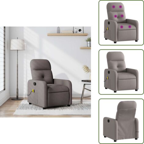 Asiento cómodo - vidaXL Sillón de masaje reclinable de tela gris taupé - Masaje manual