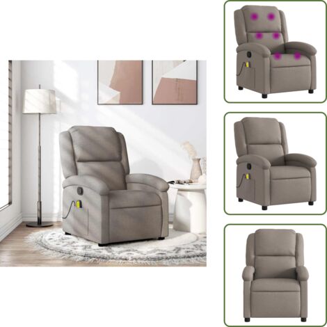 Asiento cómodo - vidaXL Sillón de masaje reclinable de tela gris taupé - Masaje sin calor