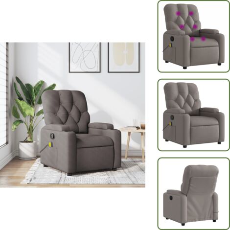 Asiento cómodo - vidaXL Sillón de masaje reclinable de tela gris taupé - Masaje sin calor