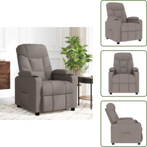 Asiento cómodo - vidaXL Sillón de masaje reclinable de tela gris taupé - Reposapiés ajustable