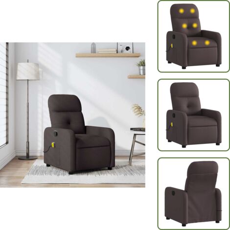 Asiento cómodo - vidaXL Sillón de masaje reclinable de tela marrón oscuro - Masaje sin calor