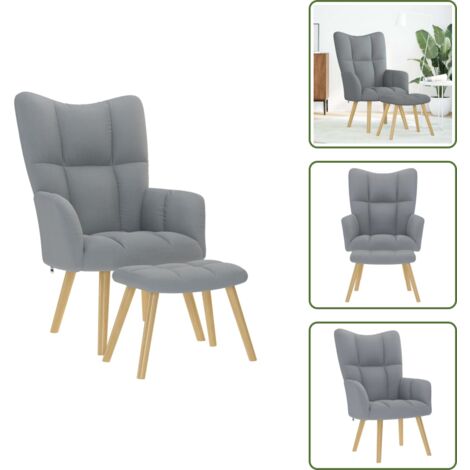 Asiento cómodo - vidaXL Sillón de relax con taburete tela gris claro - Silla de relax