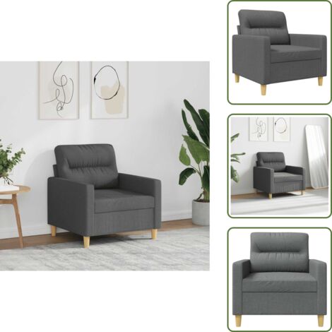 Asiento cómodo - vidaXL Sillón de tela gris oscuro 60 cm - Reposabrazos