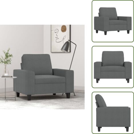 Asiento cómodo - vidaXL Sillón de tela gris oscuro 60 cm - Reposabrazos