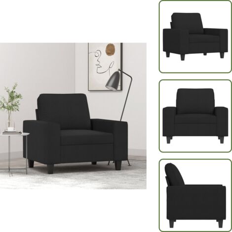 Asiento cómodo - vidaXL Sillón de tela negro 60 cm - Reposabrazos